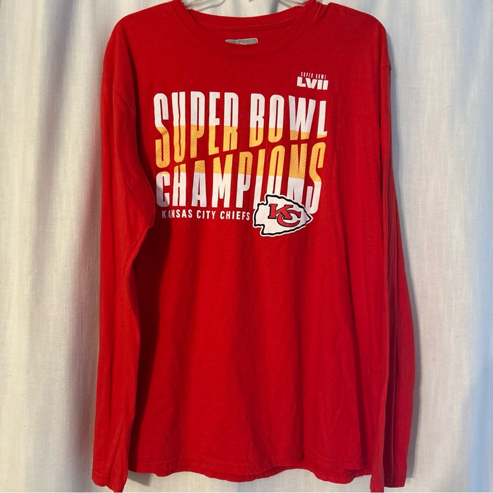 Kansas City Chiefs NFL Super Bowl Champ Long Sleeve Shirt XL Red